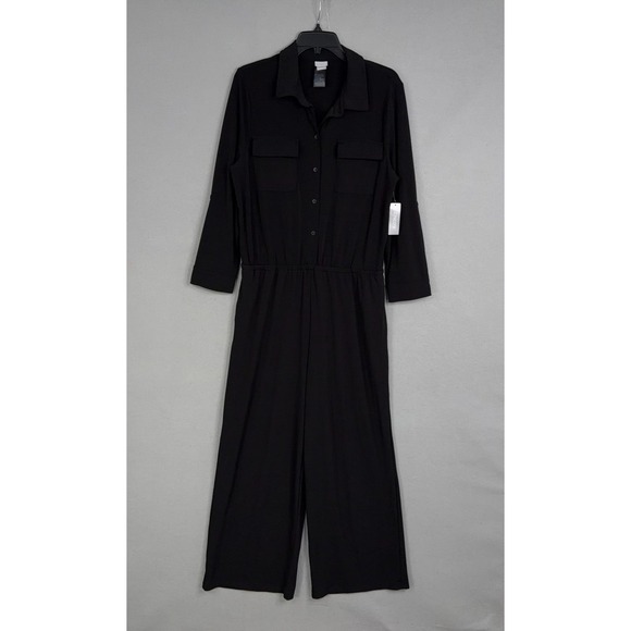 Chico's Pants - Chicos Travelers Jumpsuit Womens 2 Petite Black Easy Chick Utility Pockets NWT